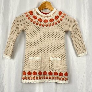 Max Studio Baby Cozy Knit Kids Pumpkin Long Sleeve Sweater Fall Dress Size 2T